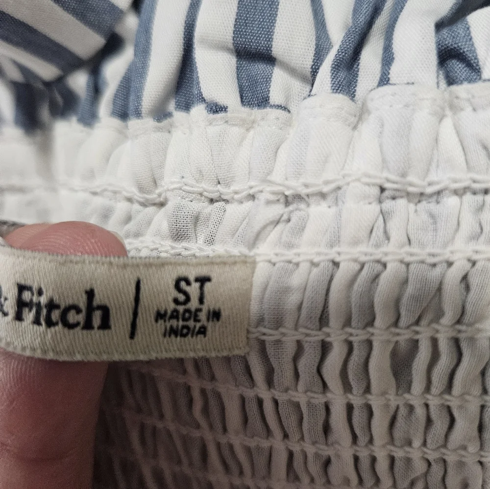 Abercrombie & Fitch Blue White StripedOff-the-Shoulder Maxi Dress Small Tall